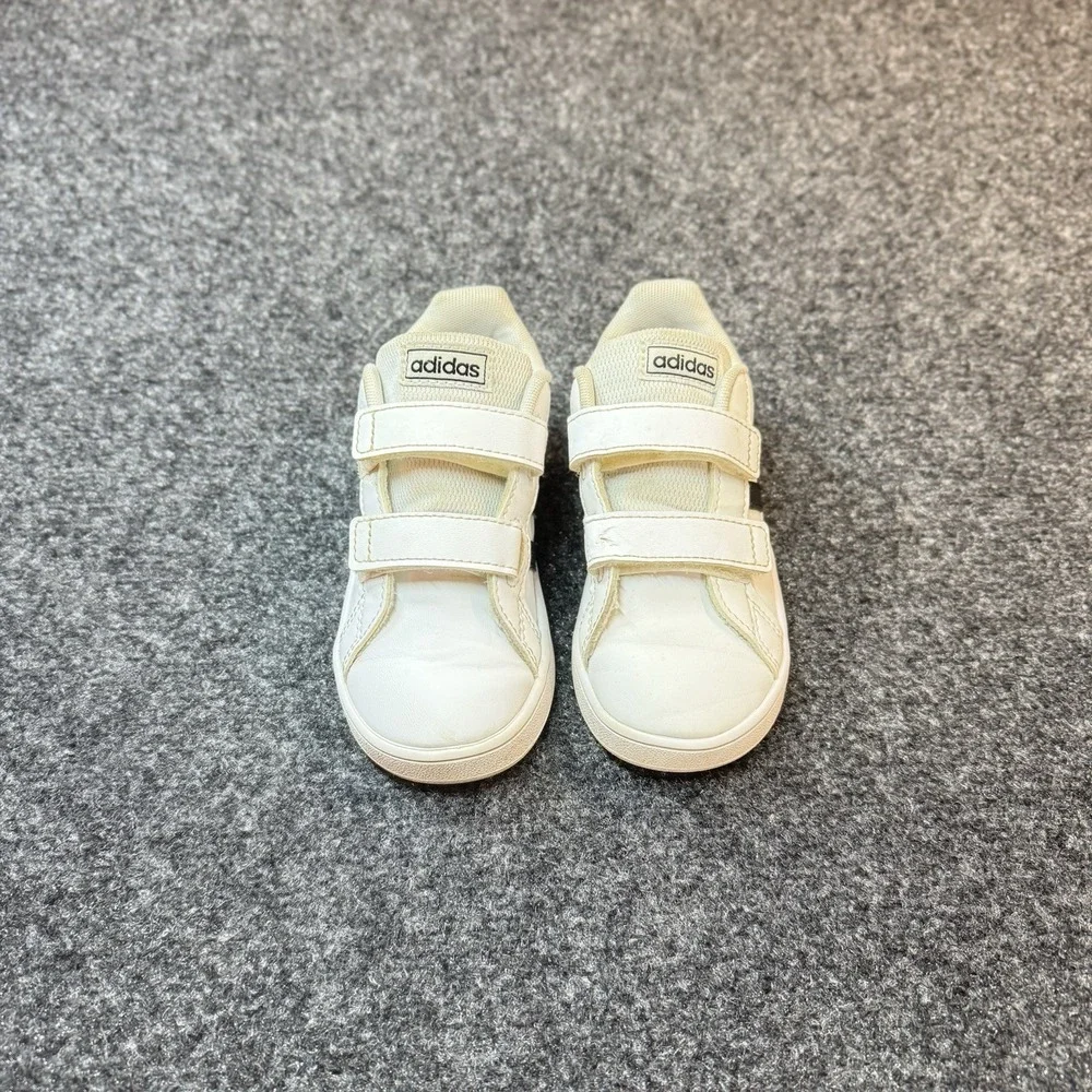 Adidas Grand Court I White Black Hook & Loop Sneaker Toddler Original Size 9K
